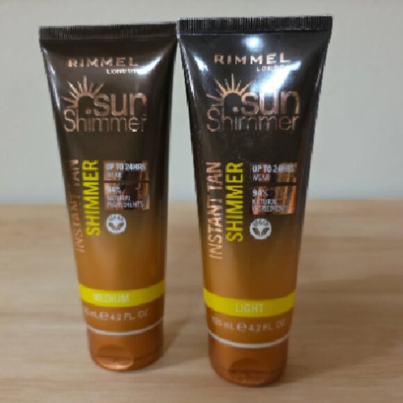 2X Rimmel Sunshimmer Instant Tan Medium/Light Shimmer 125ml - Picture 1 of 2